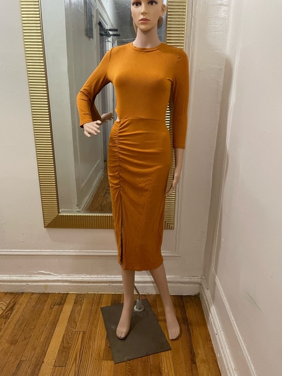 Walter Baker Dresses & Skirts - Walter Baker Rust Orange Ruched Midi Dress